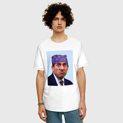 Футболка оверсайз мужская Michael Scott - Prison mike the office meme, цвет: белый — фото 2