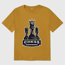 Футболка оверсайз мужская Шахматный чемпионат, цвет: горчичный
