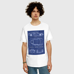 Футболка оверсайз мужская Chevrolet Corvette чертеж, цвет: белый — фото 2