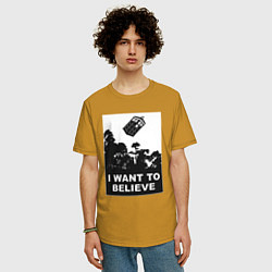 Футболка оверсайз мужская Тардис - я хочу верить, цвет: горчичный — фото 2