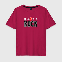Футболка оверсайз мужская Hard rock on dark, цвет: маджента