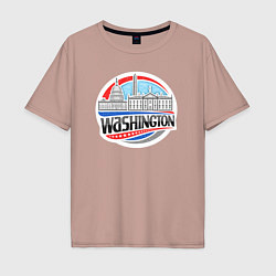 Футболка оверсайз мужская USA Washington, цвет: пыльно-розовый