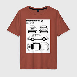 Футболка оверсайз мужская Машина Porsche, цвет: кирпичный