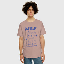 Футболка оверсайз мужская Milf милфа, цвет: пыльно-розовый — фото 2