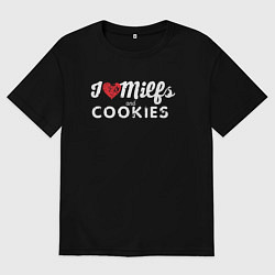 Футболка оверсайз мужская Milf and cookies милфа, цвет: черный