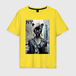 Мужская футболка оверсайз Молодая пантера - модница из Нью-Йорка