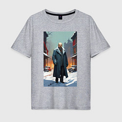Мужская футболка оверсайз Ленин зимой без охраны - нейросеть