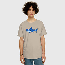 Футболка оверсайз мужская Милая акула улыбается, цвет: миндальный — фото 2