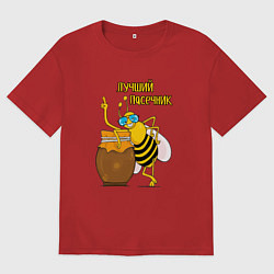 Футболка оверсайз мужская Лучший пчеловод, цвет: красный
