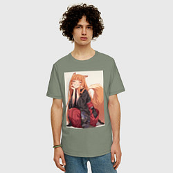 Футболка оверсайз мужская Волчица и пряности Холо торговец, цвет: авокадо — фото 2