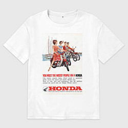 Футболка оверсайз мужская Honda мотоцикл, цвет: белый