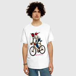 Футболка оверсайз мужская Демон велосипедист, цвет: белый — фото 2