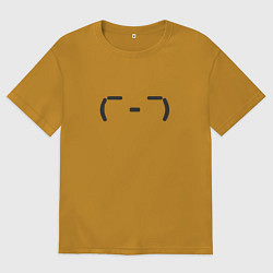 Футболка оверсайз мужская Каомодзи щурится, цвет: горчичный