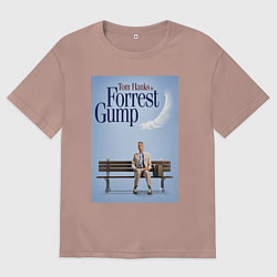 Футболка оверсайз мужская Forrest Gump - Tom is on the bench, цвет: пыльно-розовый