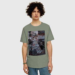 Футболка оверсайз мужская Художественный творческий беспорядок, цвет: авокадо — фото 2