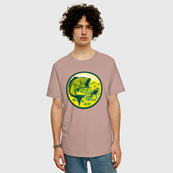 Футболка оверсайз мужская Рыбка и лягушка, цвет: пыльно-розовый — фото 2