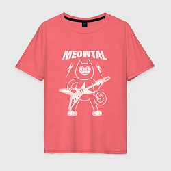 Мужская футболка оверсайз Meowtal кот металлист с гитарой