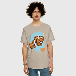 Футболка оверсайз мужская Рыбка-клоун, цвет: миндальный — фото 2