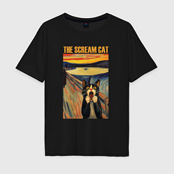 Мужская футболка оверсайз The scream cat art