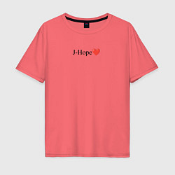 Футболка оверсайз мужская BTS - J-hope, цвет: коралловый