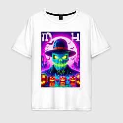 Футболка оверсайз мужская Minecraft and halloween collaboration - neon glow, цвет: белый