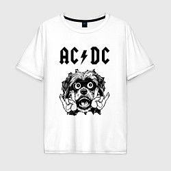 Футболка оверсайз мужская AC DC - rock dog, цвет: белый
