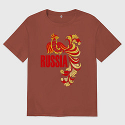 Футболка оверсайз мужская Russia, цвет: кирпичный