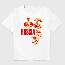 Футболка оверсайз мужская Russia, цвет: белый