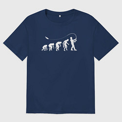 Футболка оверсайз мужская Эволюция рыбалки, цвет: тёмно-синий
