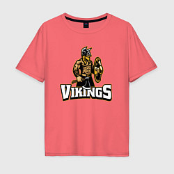 Футболка оверсайз мужская Vikings team, цвет: коралловый