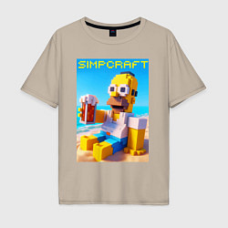 Мужская футболка оверсайз Minecraft and Simpsons collaboration - ai art