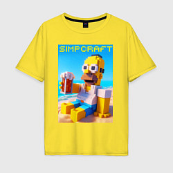 Футболка оверсайз мужская Minecraft and Simpsons collaboration - ai art, цвет: желтый