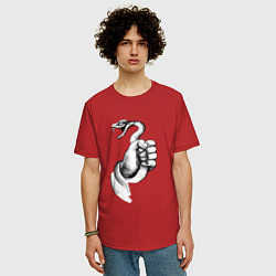 Футболка оверсайз мужская Пойманная змея, цвет: красный — фото 2