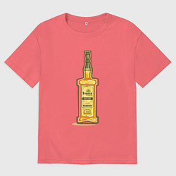 Футболка оверсайз мужская Бутылочка текилы, цвет: коралловый