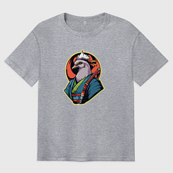 Футболка оверсайз мужская Голубь самурай, цвет: меланж