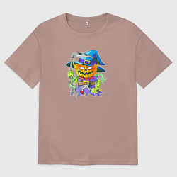 Футболка оверсайз мужская Джек фонарь, цвет: пыльно-розовый