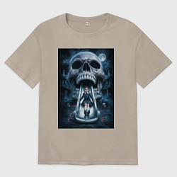 Футболка оверсайз мужская Череп-горка, цвет: миндальный