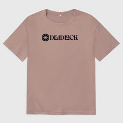 Футболка оверсайз мужская Deadlock white logo, цвет: пыльно-розовый