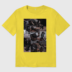 Футболка оверсайз мужская Конный спорт коллаж, цвет: желтый