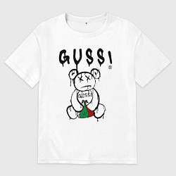 Футболка оверсайз мужская Гусси - мишка с гусями, цвет: белый