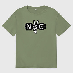 Футболка оверсайз мужская New York peace, цвет: авокадо