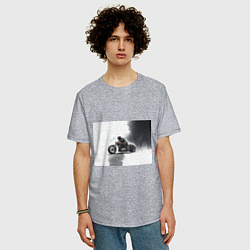 Футболка оверсайз мужская Крутой байкер скетч, цвет: меланж — фото 2