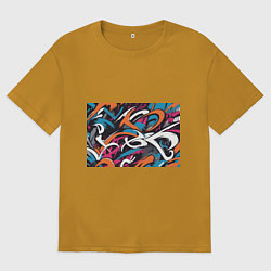 Футболка оверсайз мужская Граффити абстракция, цвет: горчичный