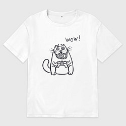 Футболка оверсайз мужская Котик вау, цвет: белый