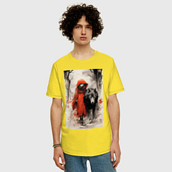 Футболка оверсайз мужская Красная шапочка с волком, цвет: желтый — фото 2