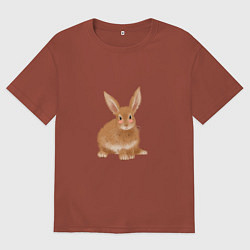 Футболка оверсайз мужская Милый пушистый зайка, цвет: кирпичный