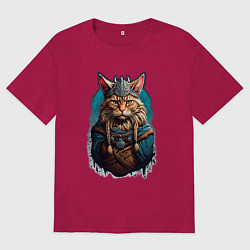 Мужская футболка оверсайз Кот викинг