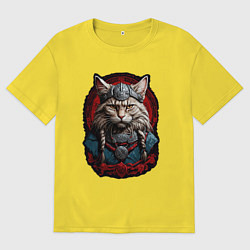 Мужская футболка оверсайз Кот викинг