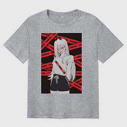 Мужская футболка оверсайз Человек-бензопила Пауэр стесняется