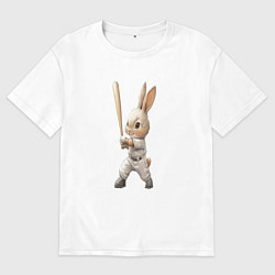 Футболка оверсайз мужская Заяц спортсмен, цвет: белый